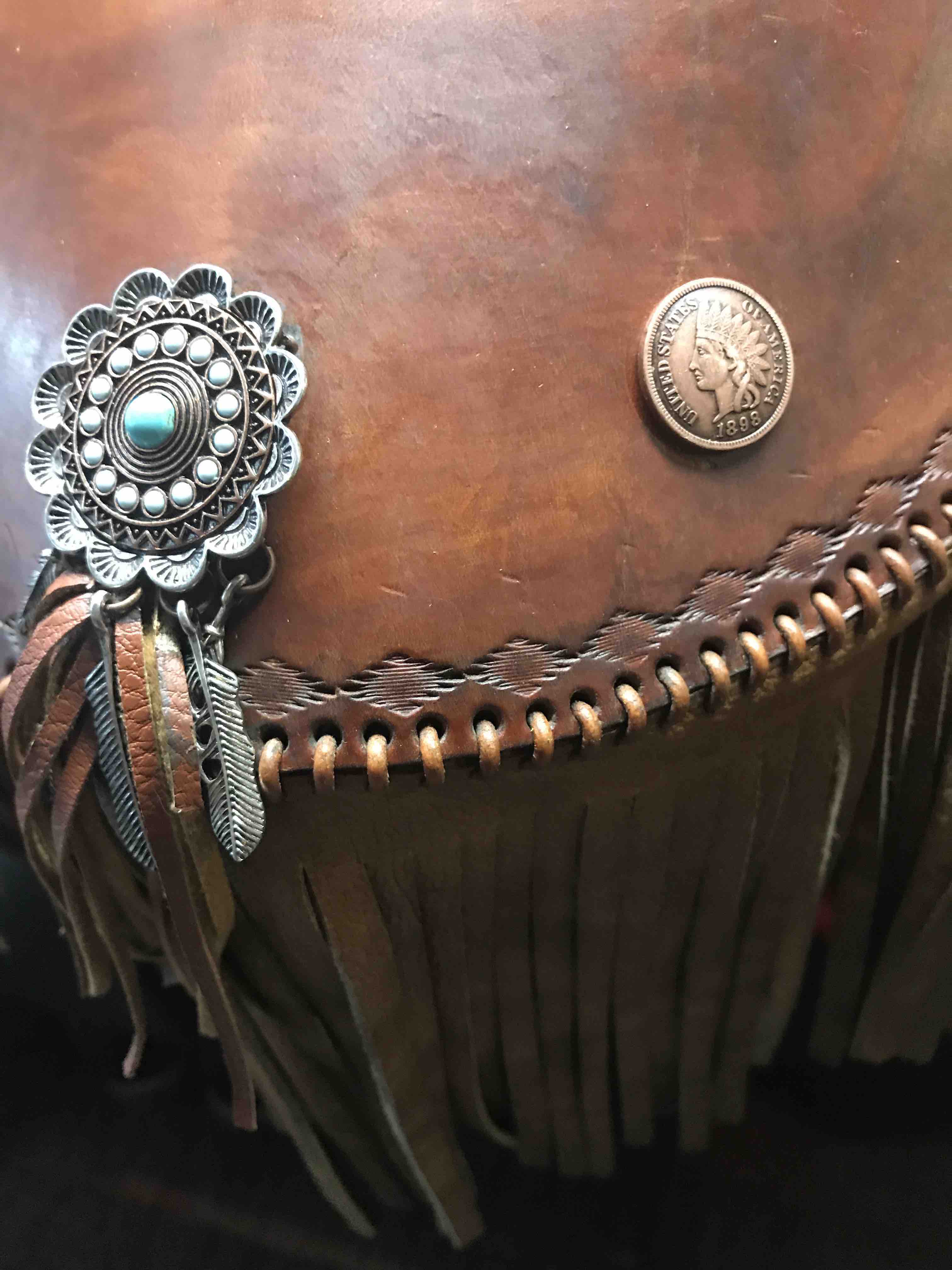 Rear mudflap with concho, fringe and indian head pennies - Native ...