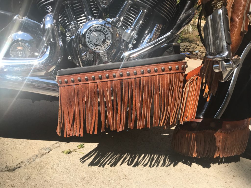 tan floorboard fringe side view - Native American Motorcycle