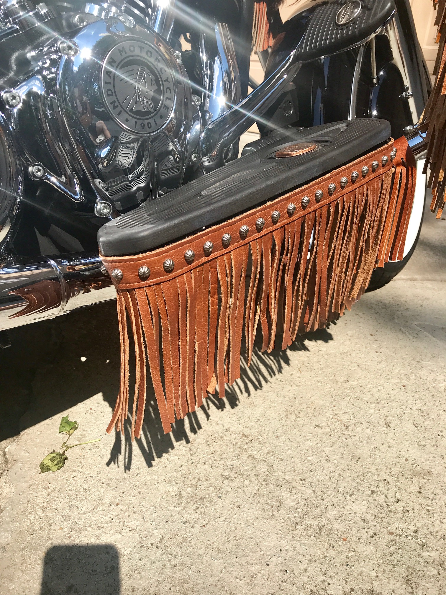 light tan floorboard fringe - Native American Motorcycle