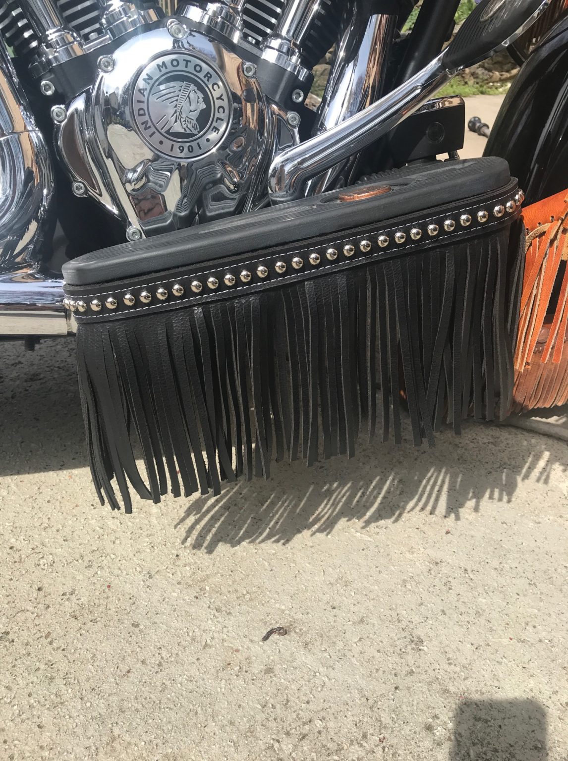 Black Leather Floorboard Fringe with 1/4