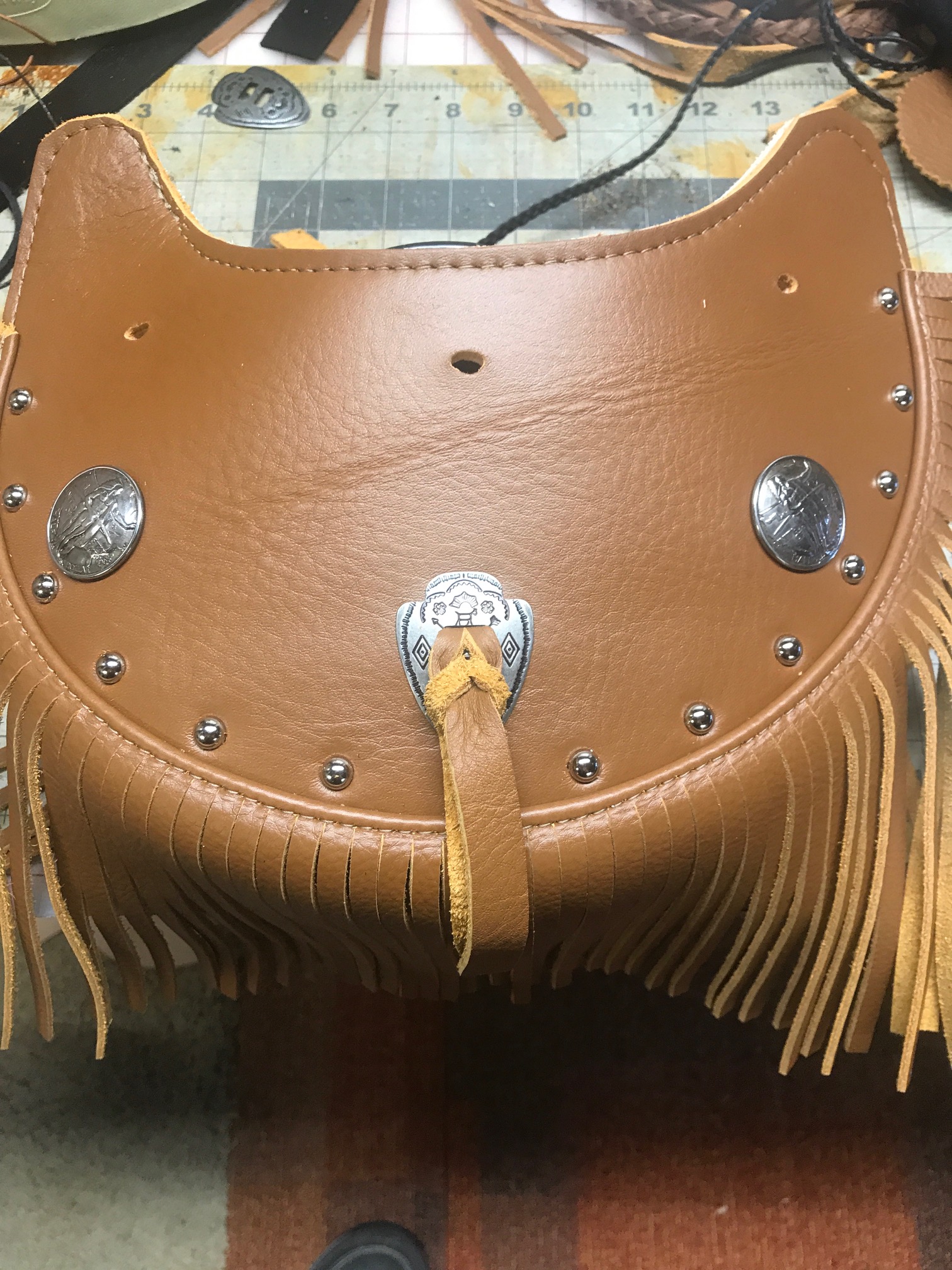 Conchos with fringe - Native American Motorcycle